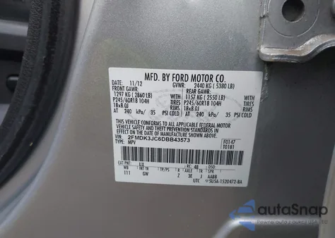 2013 Ford Edge Sel from USA, damaged, VIN 2FMDK3JC6DBB43573